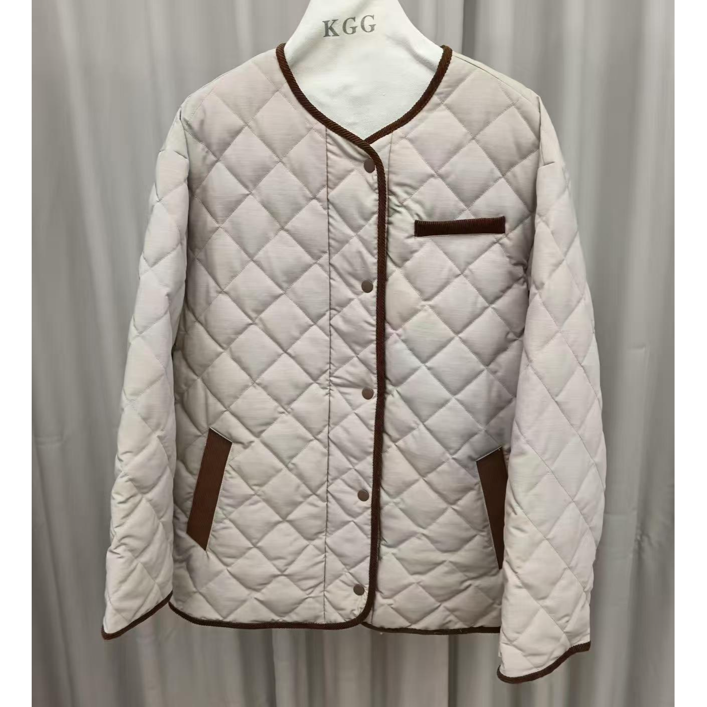 【维姐精选】KG 菱形格简约休闲鹅绒服
