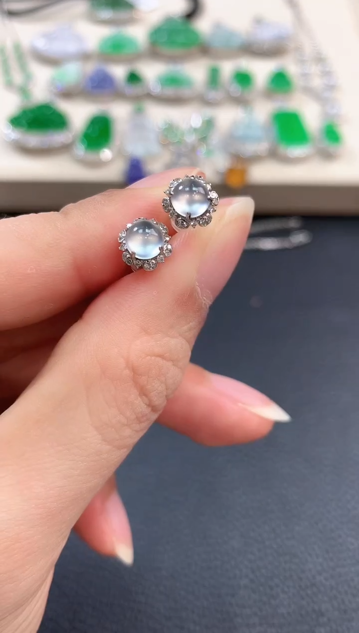 【闪购商品】翡翠耳饰18K金镶嵌b17多样性一件发货