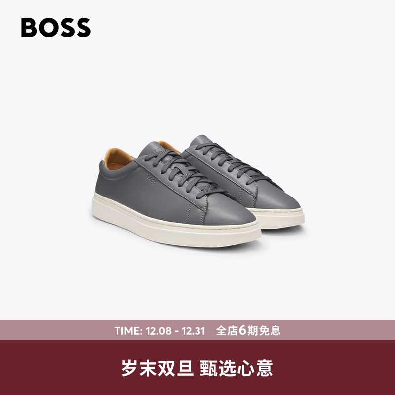 BOSS博斯 25年男士冬季新款压纹徽标涂层皮革杯底运动鞋50552853