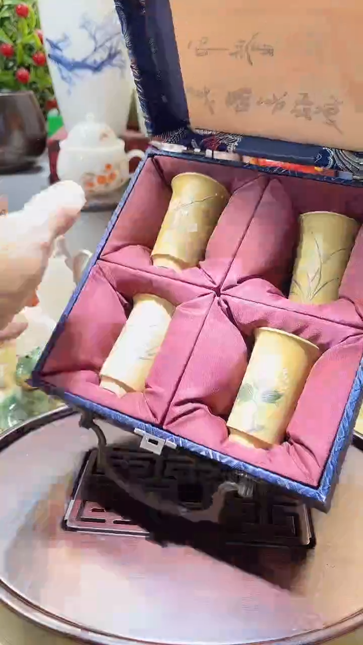 瓷片德艺茶器直播间@@黄紫砂4杯