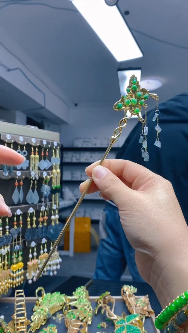 【闪购商品】翡翠耳饰合金0276翡翠发簪