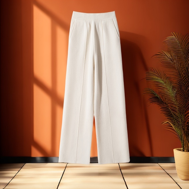 【羊绒中缝带兜YR】100%纯山 羊绒秋冬爆款羊绒加厚显瘦直筒裤子L