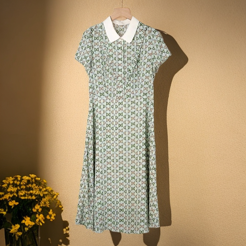 A991#绿【木兮兮专属】2025年夏新款气质遮肉显瘦时尚中长款连衣裙