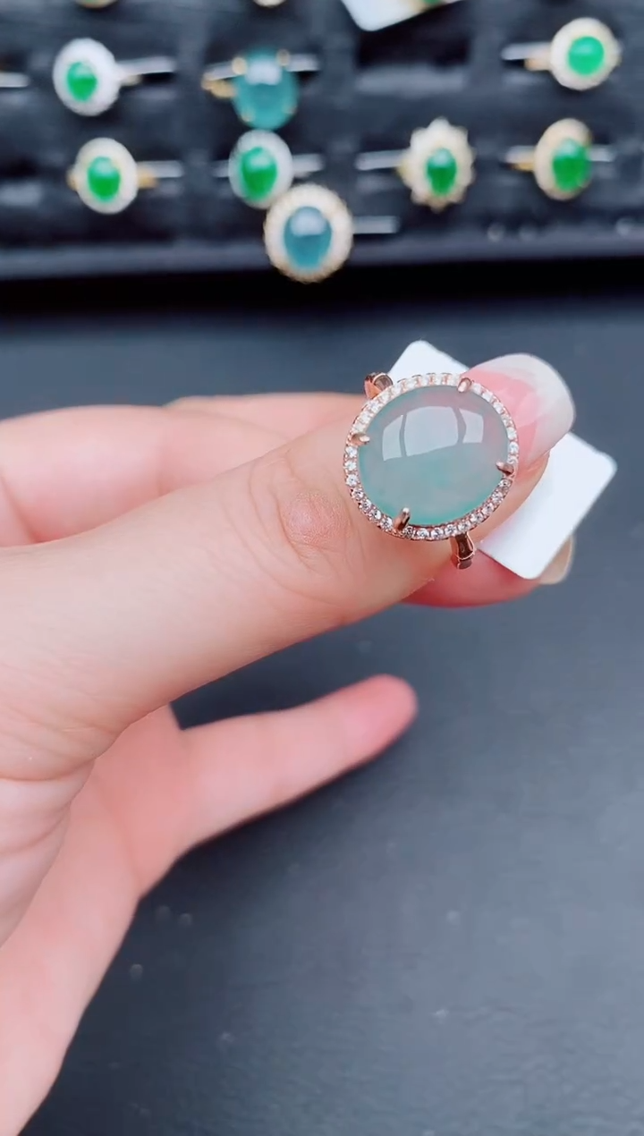 翡翠戒指银S925镶嵌天然a货翡翠112