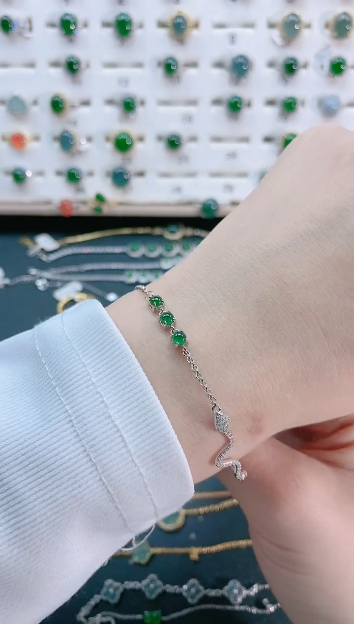 【闪购商品】翡翠手链银S925镶嵌天然翡翠