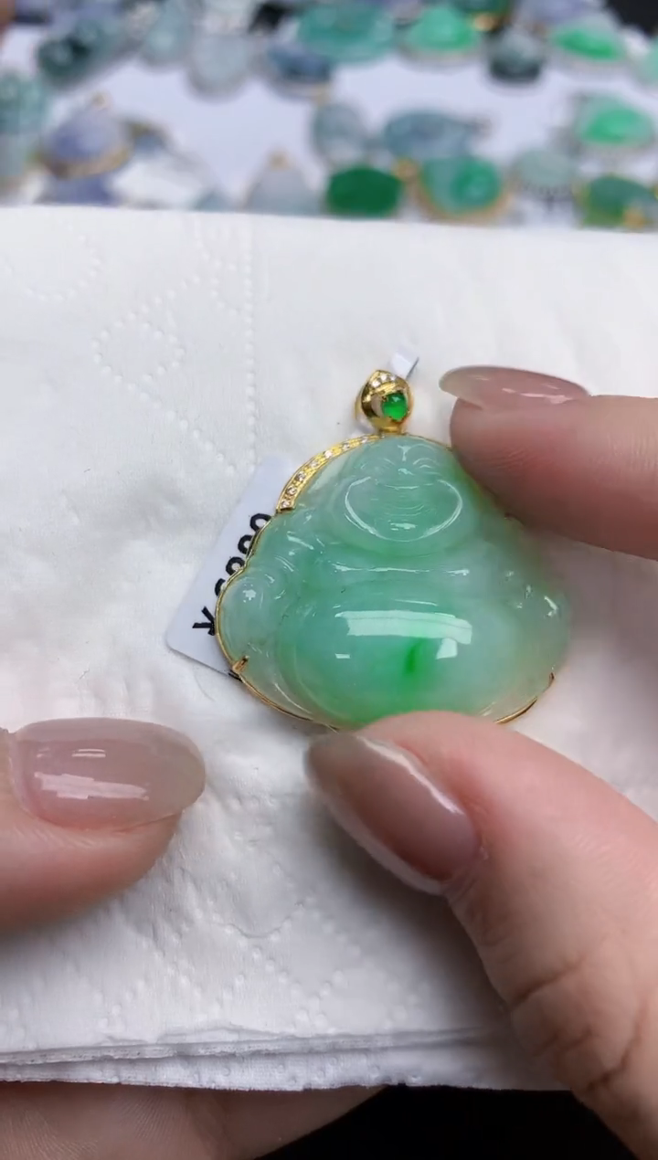 【闪购商品】翡翠颈饰18K金镶嵌天然缅甸翡翠A货