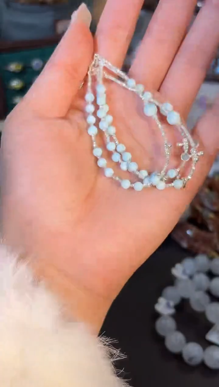 银S925镶嵌针钠钙石（海纹石）手链k856多样性发货一件