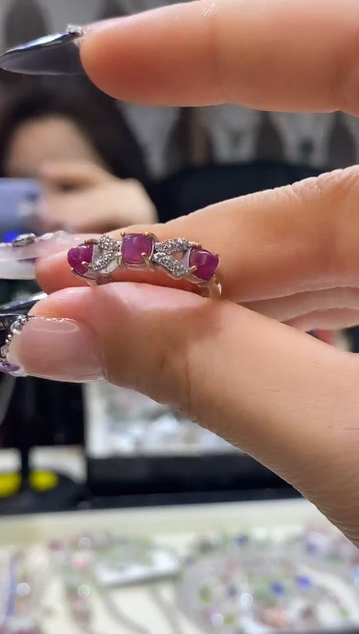 银S925镶嵌戒指定制红宝石楚楚珠宝中古甄选不退换