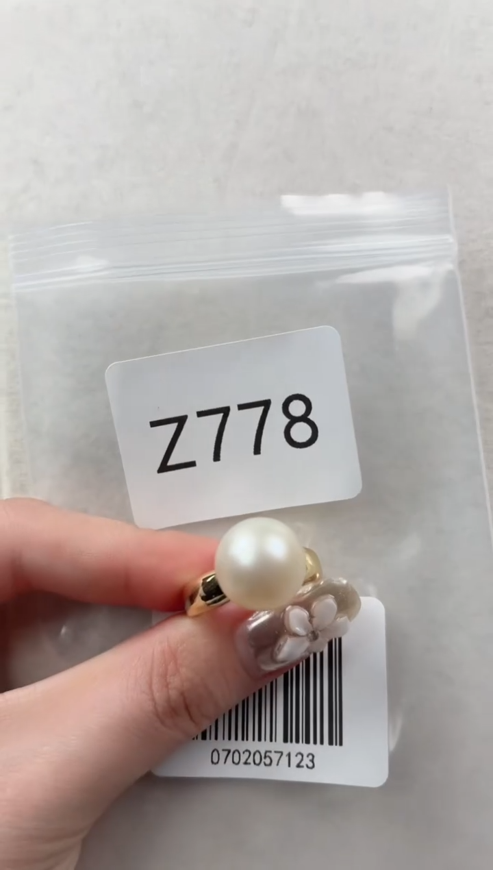 银S925镶嵌戒指海水珍珠Z778