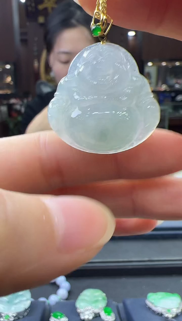 【闪购商品】翡翠挂件18K金镶嵌佛公 不含链