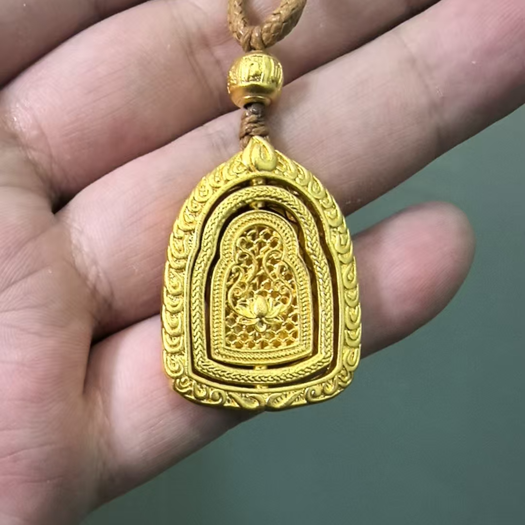 【拍前联系主播确认圈口】足金999火焰三生三世转动佛吊坠MJ745861