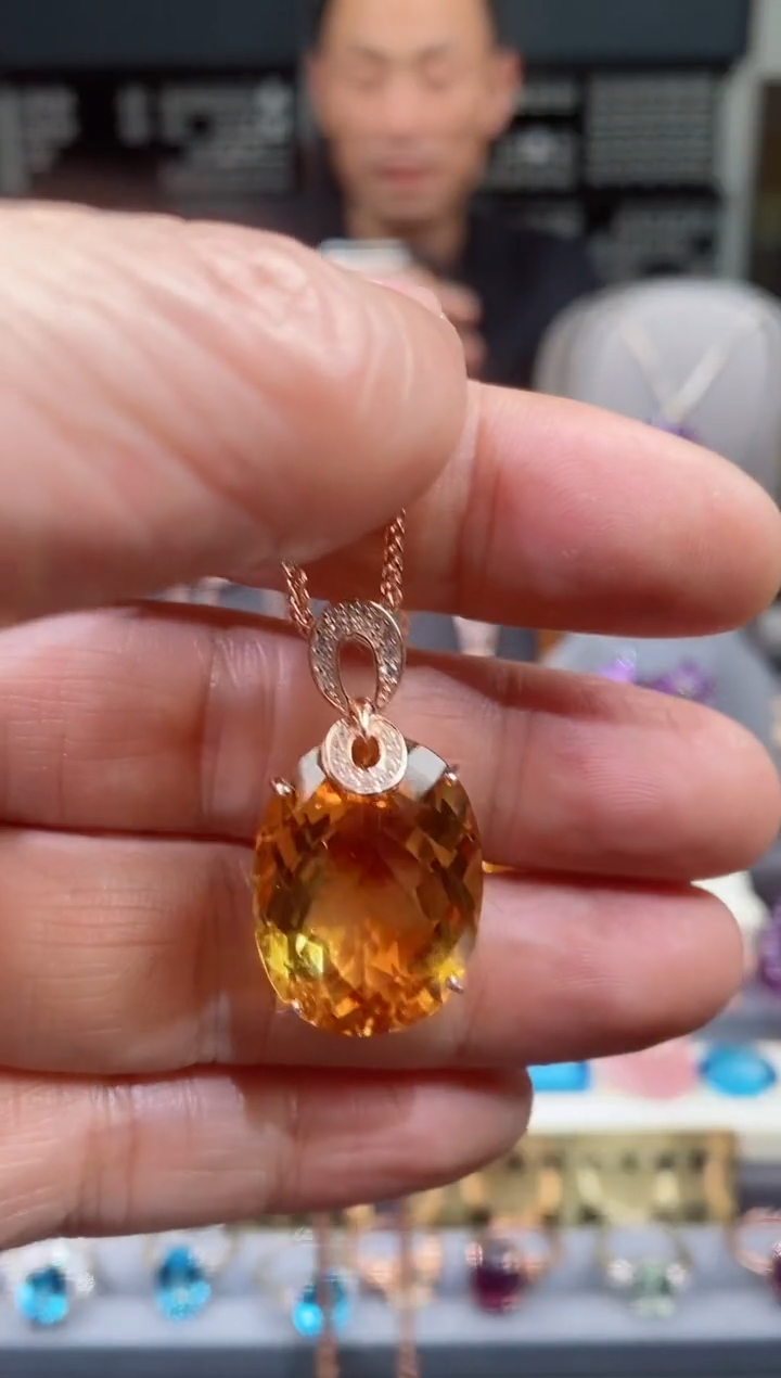 【闪购商品】黄晶吊坠银S925镶嵌黄晶吊坠