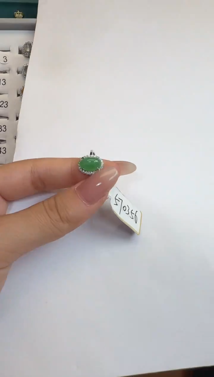 银S925镶嵌戒指翡翠通体925银镶缅甸A货翡翠戒指