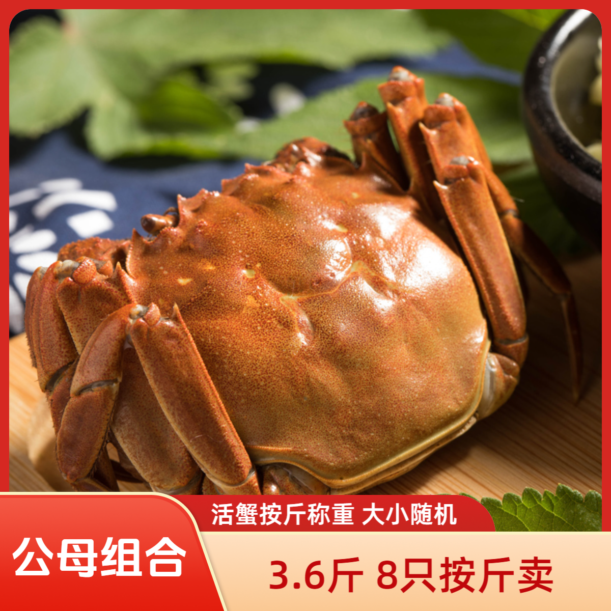 【母蟹+公蟹 活蟹】3.6斤4只母4.0两4只公5.0两大闸蟹按斤称重