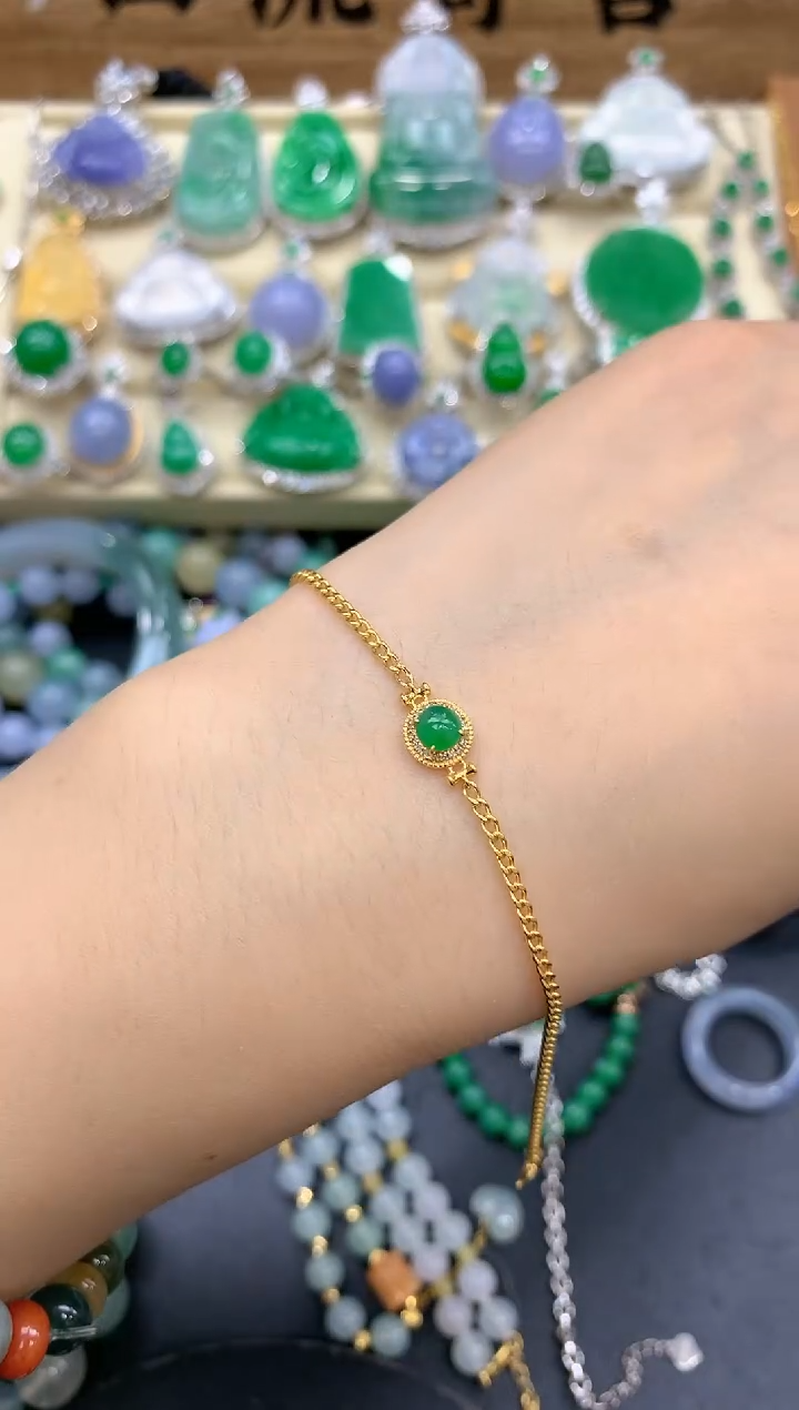 【闪购商品】翡翠手链18K金镶嵌124-中国好珍宝