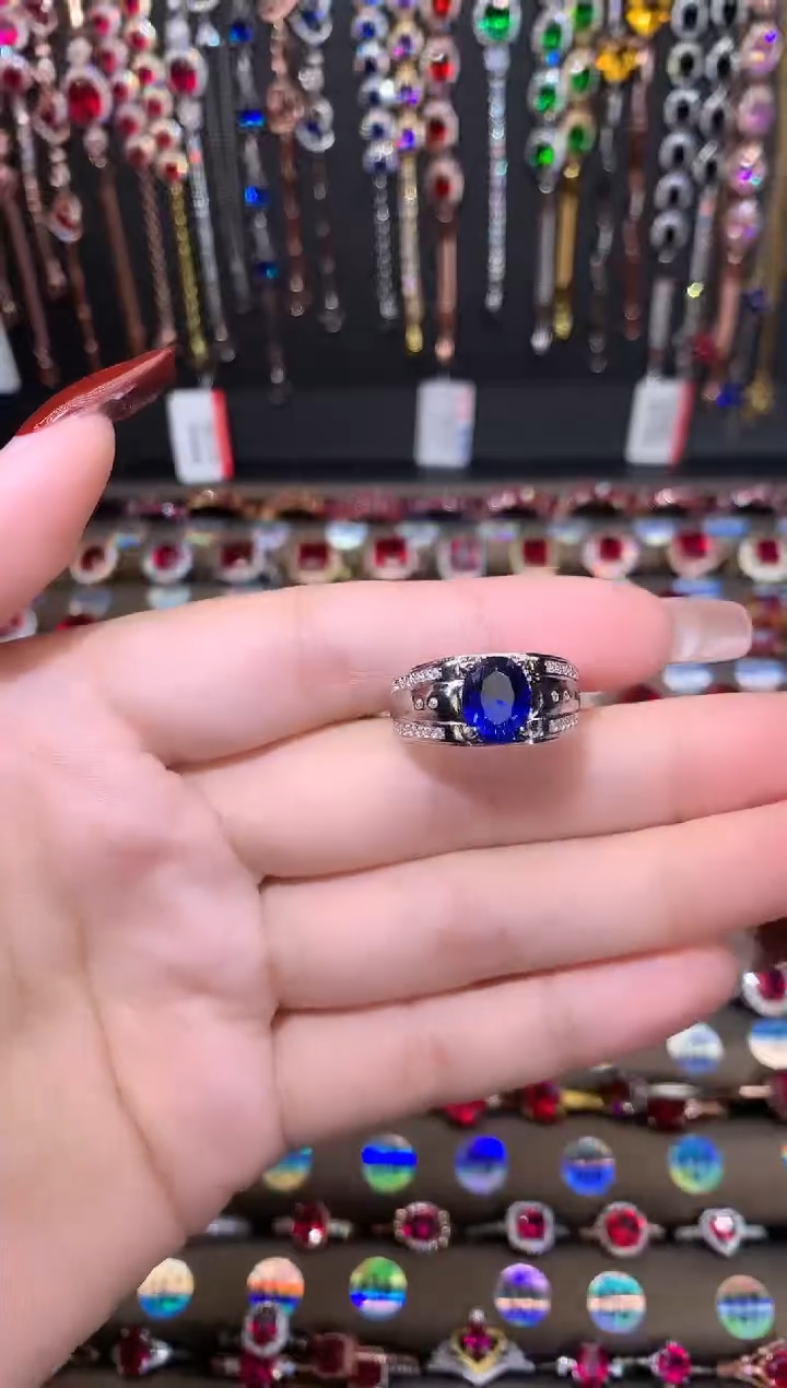【闪购商品】蓝宝石戒指银S925镶嵌银色