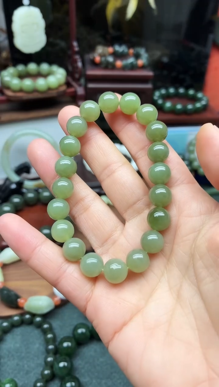 未镶嵌手链和田玉10mm浅黄口