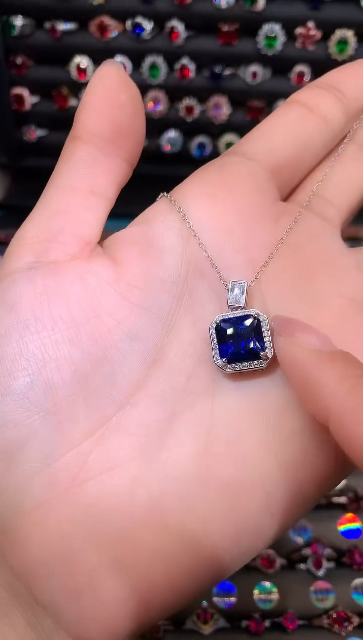 【闪购商品】蓝宝石颈饰银S925镶嵌1