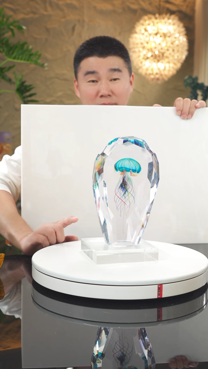 【闪购商品】瓷片福利蓝色水母摆件4号