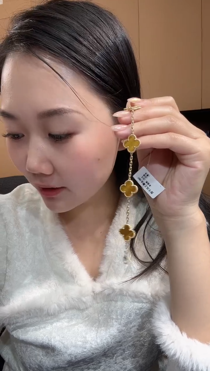 【闪购商品】木变石（虎睛石）手链18K金镶嵌k黄五花手链GHJ