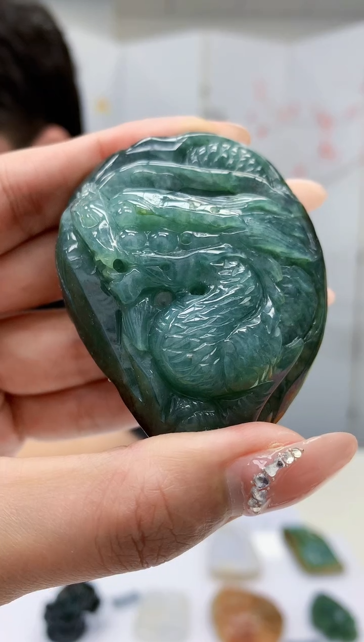 【闪购商品】定制翡翠未镶嵌4688MM-毛货挂件18