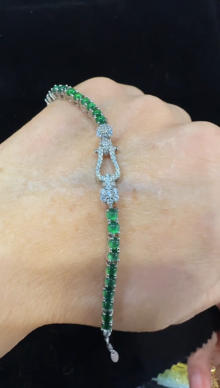 颈饰银S925镶嵌翡翠国风