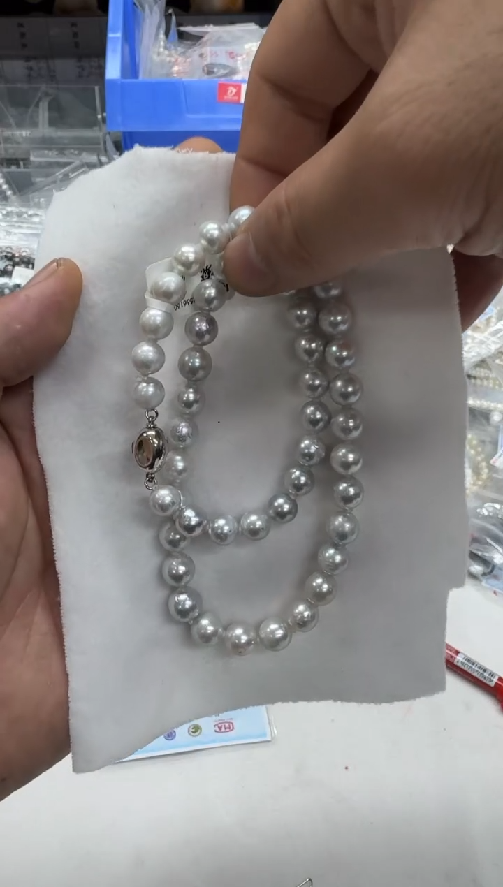 【闪购商品】海水珍珠项链银S925镶嵌8-9mm 真多麻