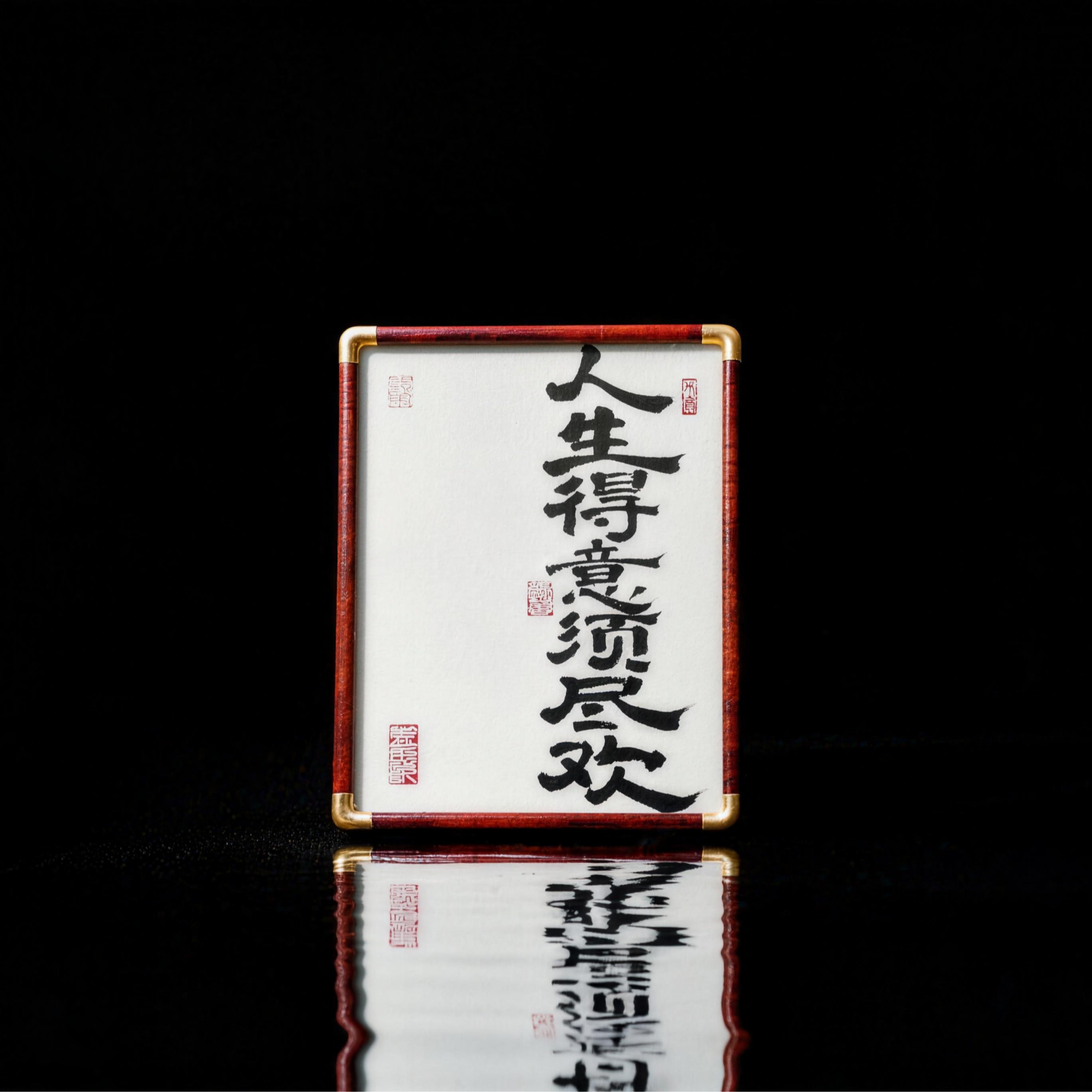 《人生得意须尽欢》手写手绘国潮氛围感艺术摆件