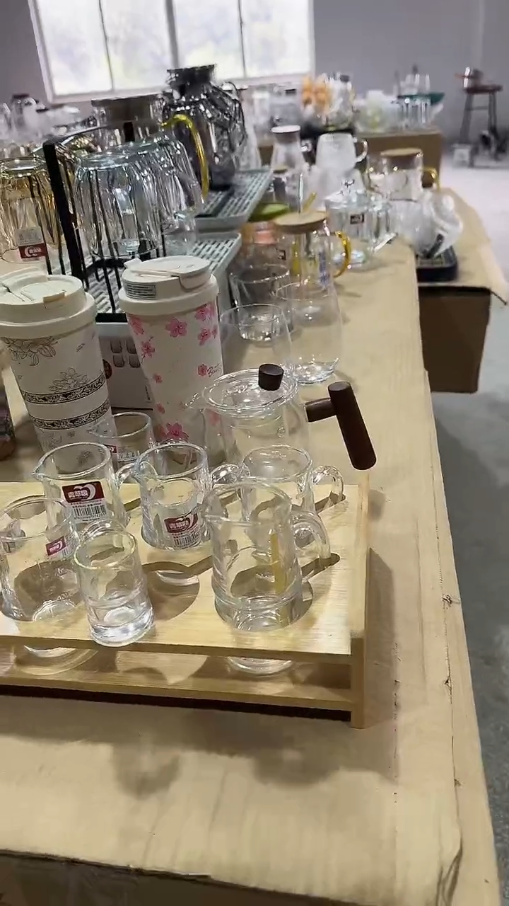 玻璃无盖款直播专属优惠价格竹节杯套装6+6+杯架