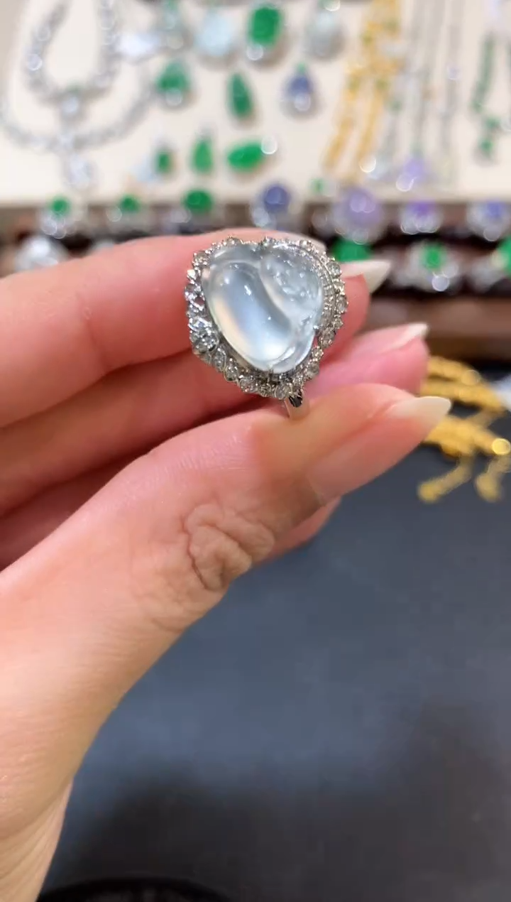 翡翠戒指18K金镶嵌b106   