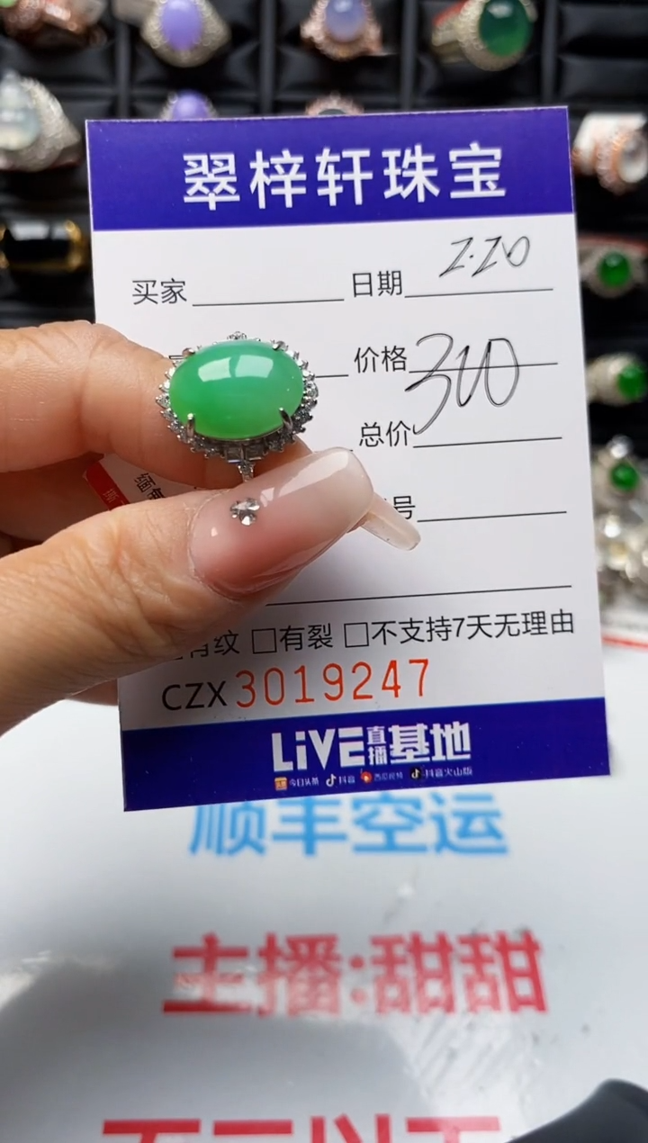 【闪购商品】翡翠戒指银S925镶嵌9247