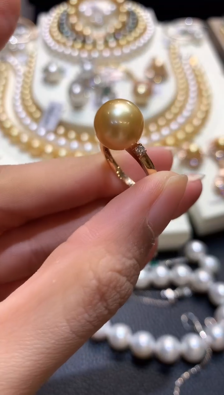 18K金镶嵌戒指海水珍珠m29 