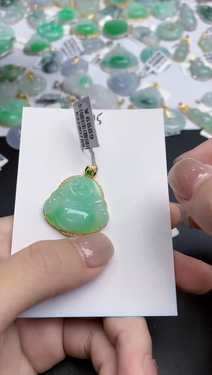 【闪购商品】翡翠颈饰18K金镶嵌天然缅甸翡翠A货