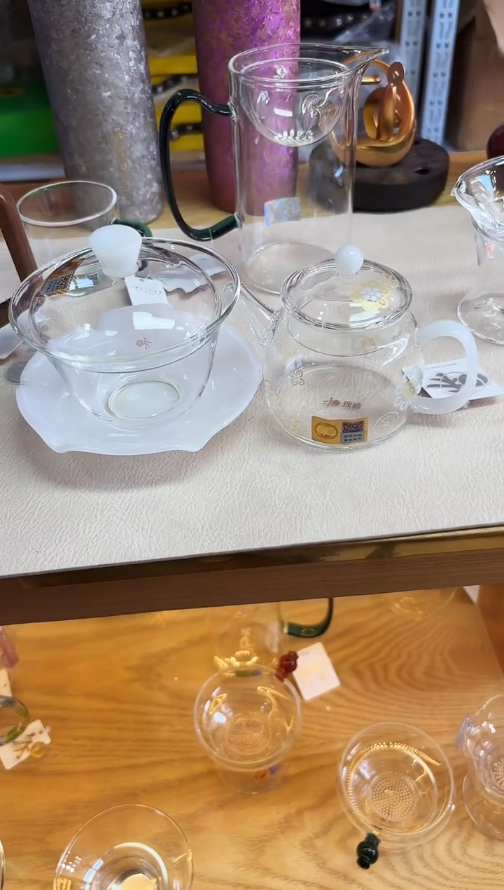 荷叶盖碗/白玉+言卿壶-皮球花/白玉