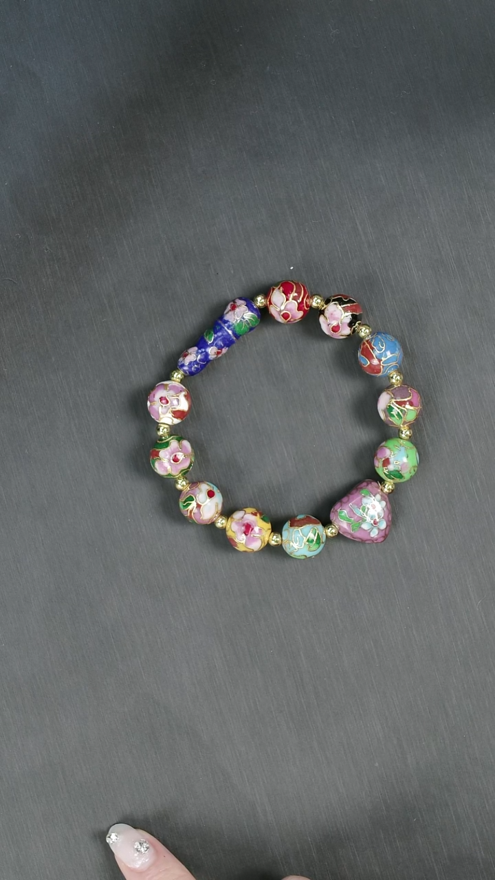 非遗 景泰蓝手串 多宝福豆心