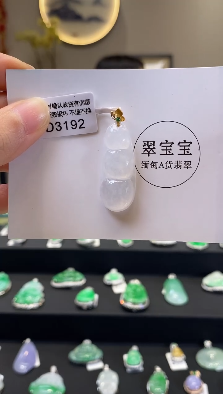 翡翠18K金镶嵌颈饰D3192 豆子 含运营费