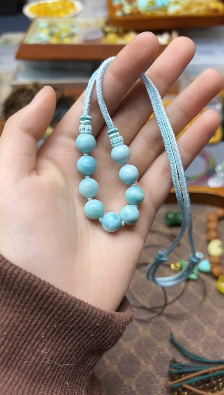 未镶嵌针钠钙石（海纹石）颈饰海纹石项链YX