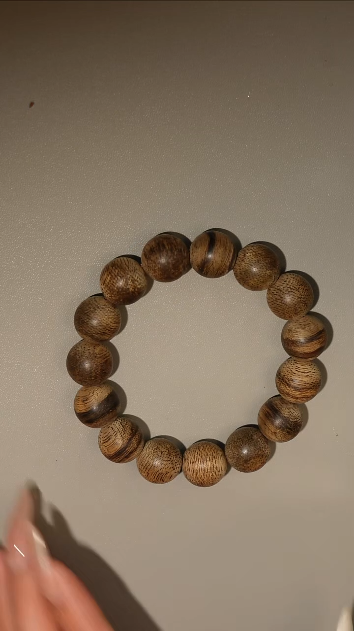 沉香手串文莱蛇皮纹1.4单圈手串21克+