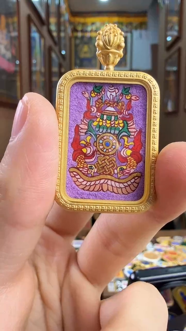 吊坠吉祥八宝-纯手绘唐卡