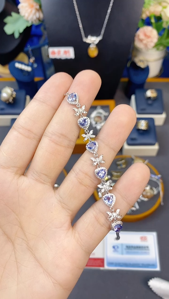 【闪购商品】坦桑石手链银S925镶嵌带证书