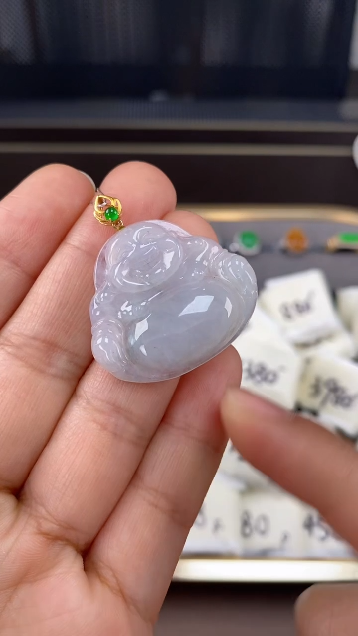 【闪购商品】翡翠吊坠(不含链)18K金镶嵌翡翠佛公