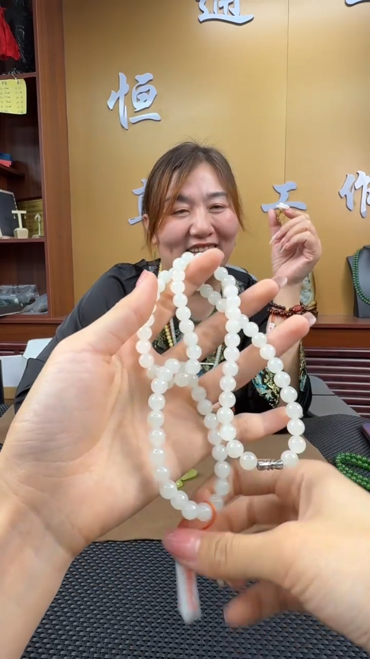 颈饰未镶嵌和田玉水**华项链8mm