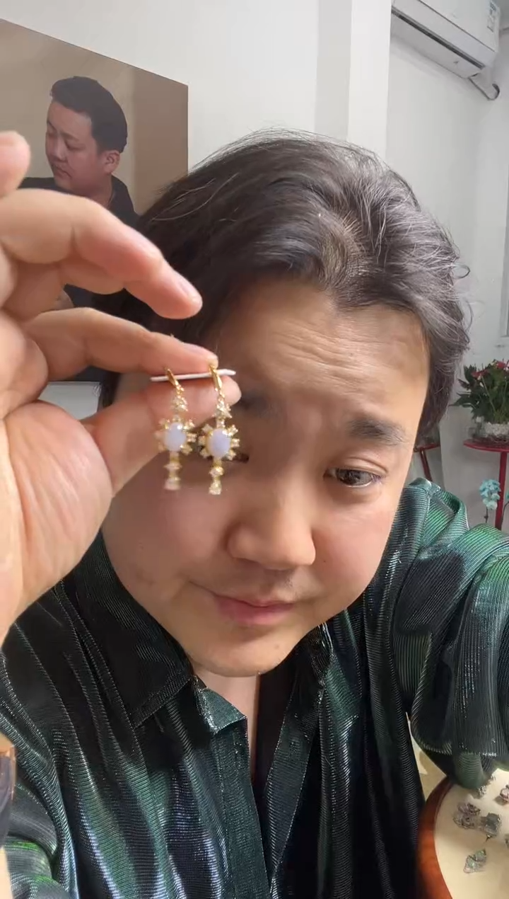 【闪购商品】翡翠耳饰银S925镶嵌耳环