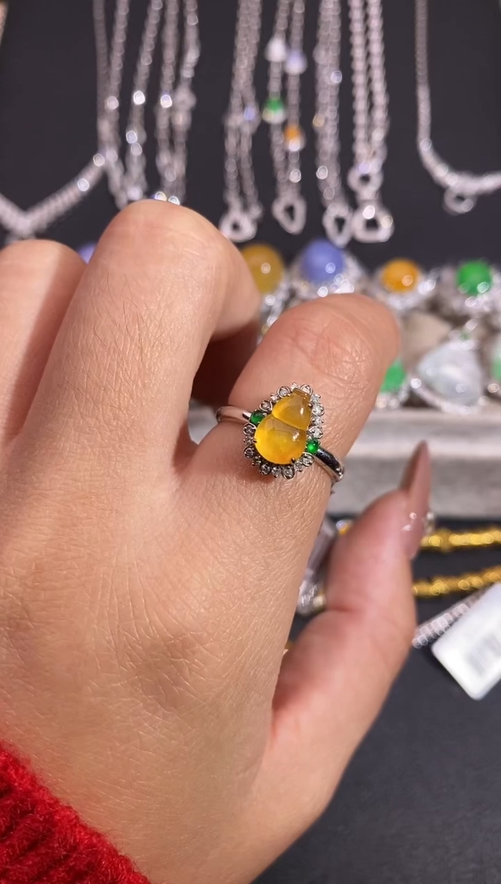 颈饰18K金镶嵌翡翠戒指