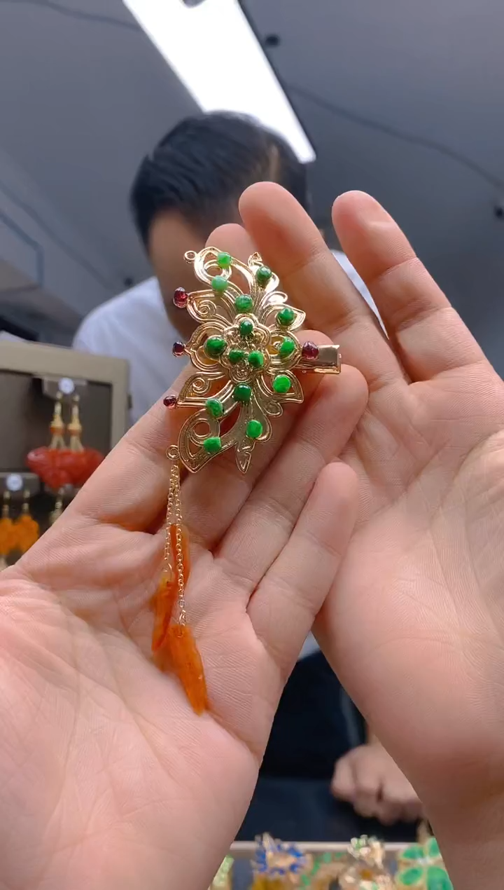 【闪购商品】翡翠耳饰合金0342翡翠发簪