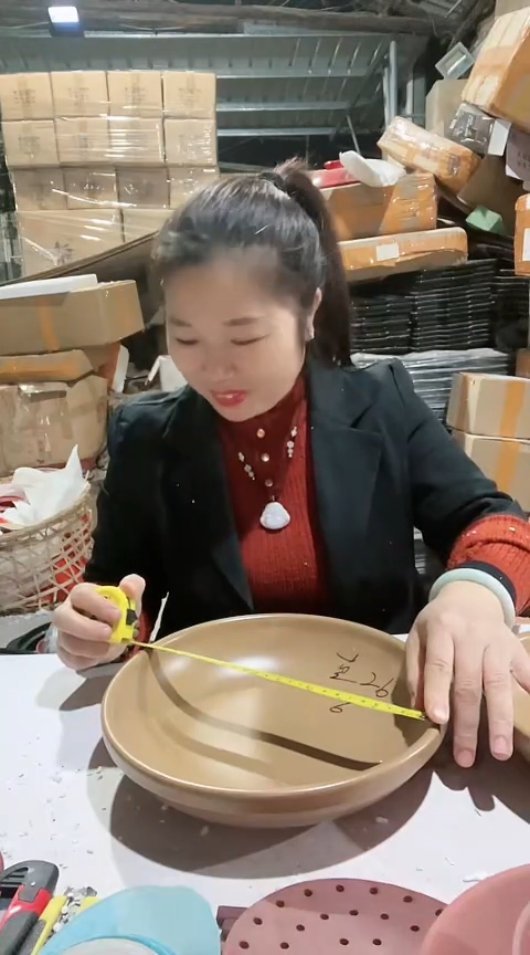 陶5665瑕疵咖色煎盘