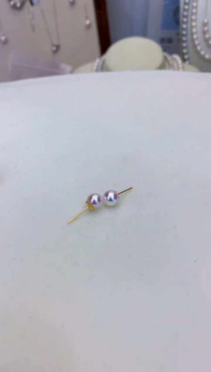 18K金镶嵌海水珍珠饰品5-6素钉定制