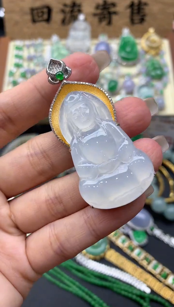 【闪购商品】翡翠颈饰18K金镶嵌585-中国好珍宝