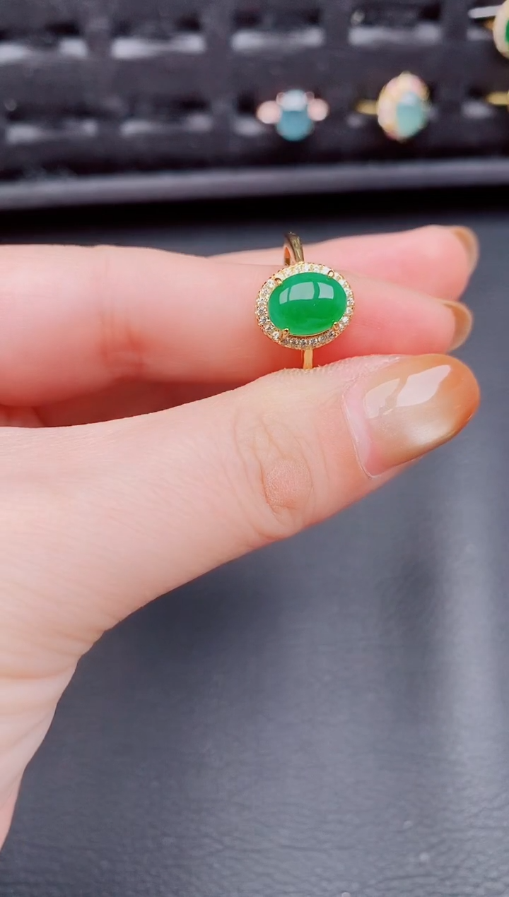 【闪购商品】翡翠戒指银S925镶嵌天然a货翡翠589