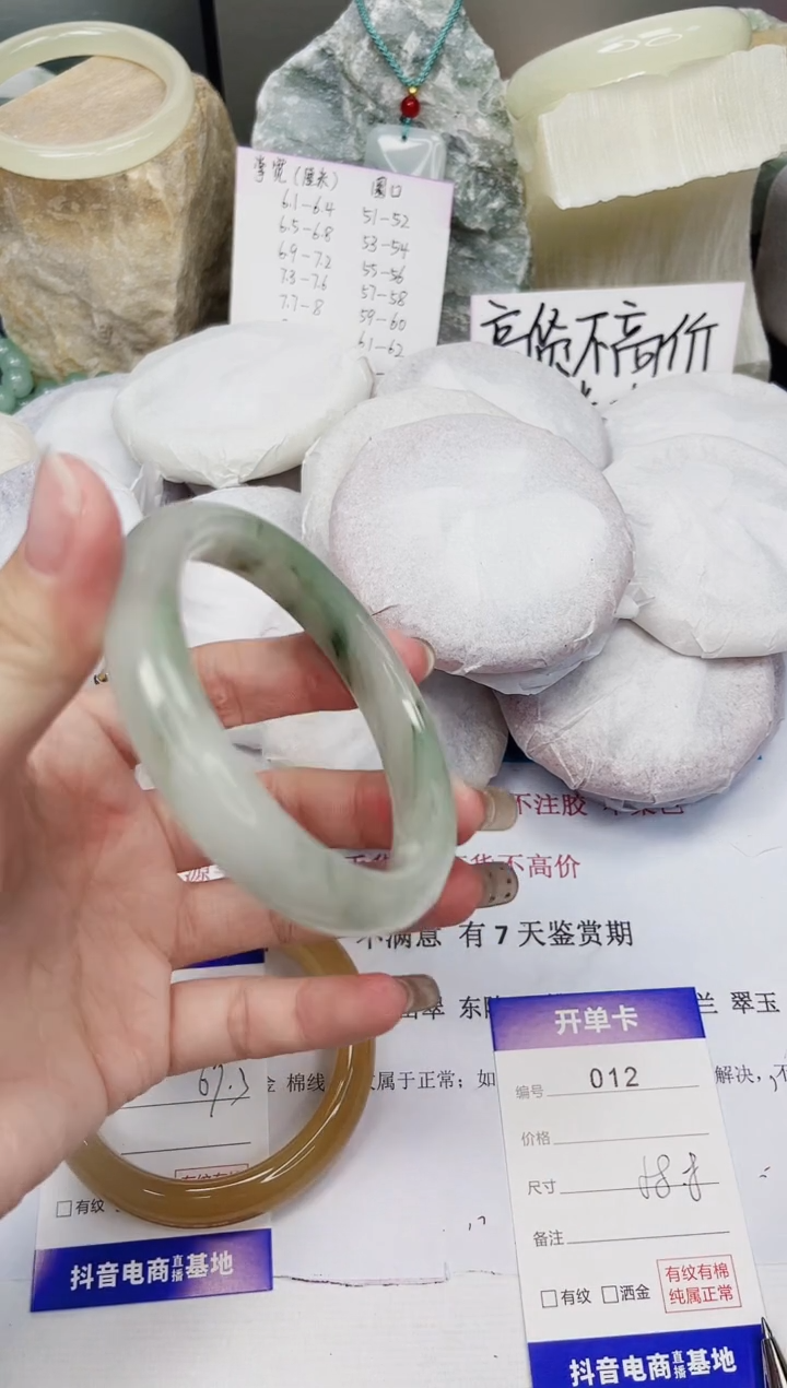 【闪购商品】石英质玉手镯未镶嵌12-天山翠-圈口58